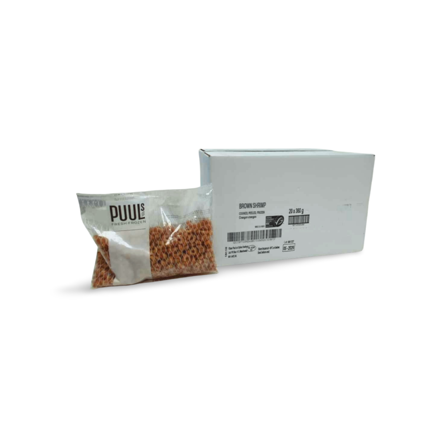 PUULS NORTH SEA PEELED BROWN SHRIMP IQF 20X400G (360G NET) MSC