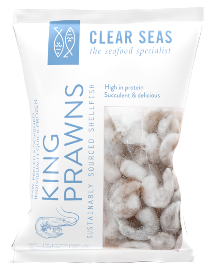 CLEAR SEAS 21/25 RAW PEELED DEVEINED KING PRAWN IQF 6X800G NET
