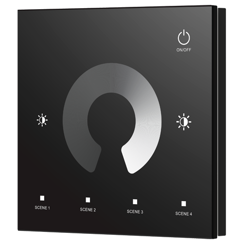 12-48V Wall Switch Single Colour 1 Zone Black